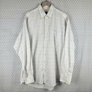 Gitman Bros. Vintage Mens Size XL White Plaid Cotton Button Down Shirt USA